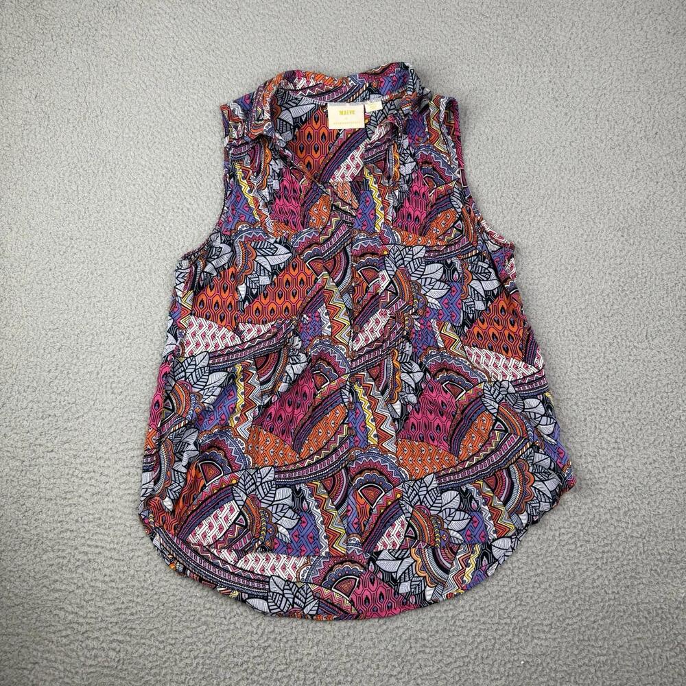 Anthropologie Maeve Floral Blouse Top Size S Casual Sleeveless Summer Boho